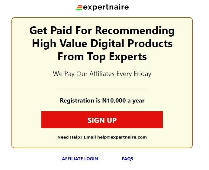 Expertanaire affiliate program for Nigerians