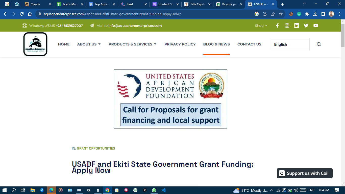 United States African development foundation offers grant funding opportunities for agribusiness entrepreneurs in Nigeria