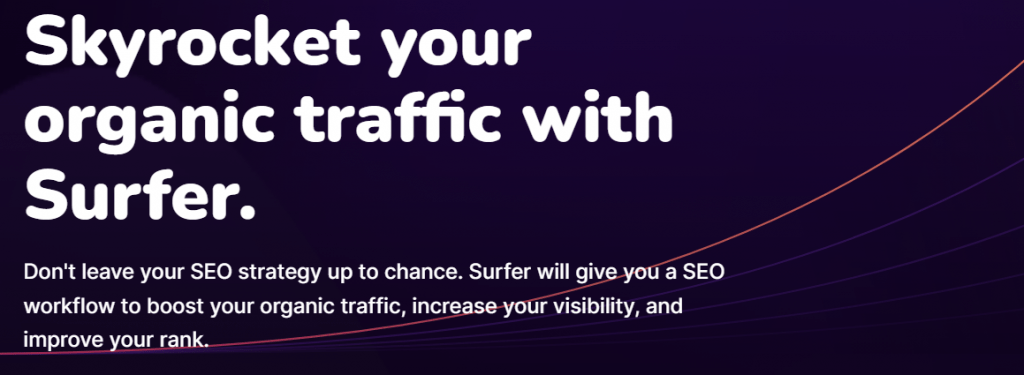 screenshot from Surfer SEO website homepage