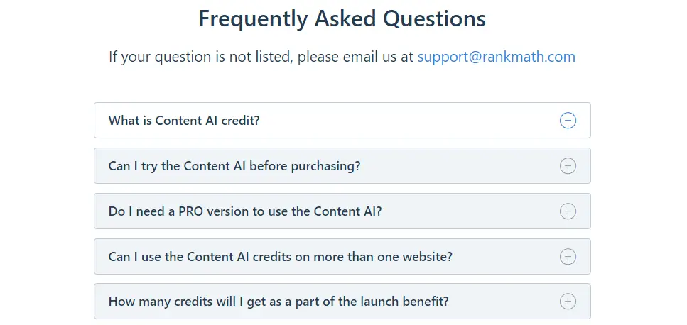 a screenshot of a FAQ section