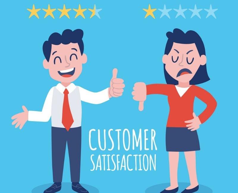 how to get customer testimonials for your business - two customers happy and unhappy